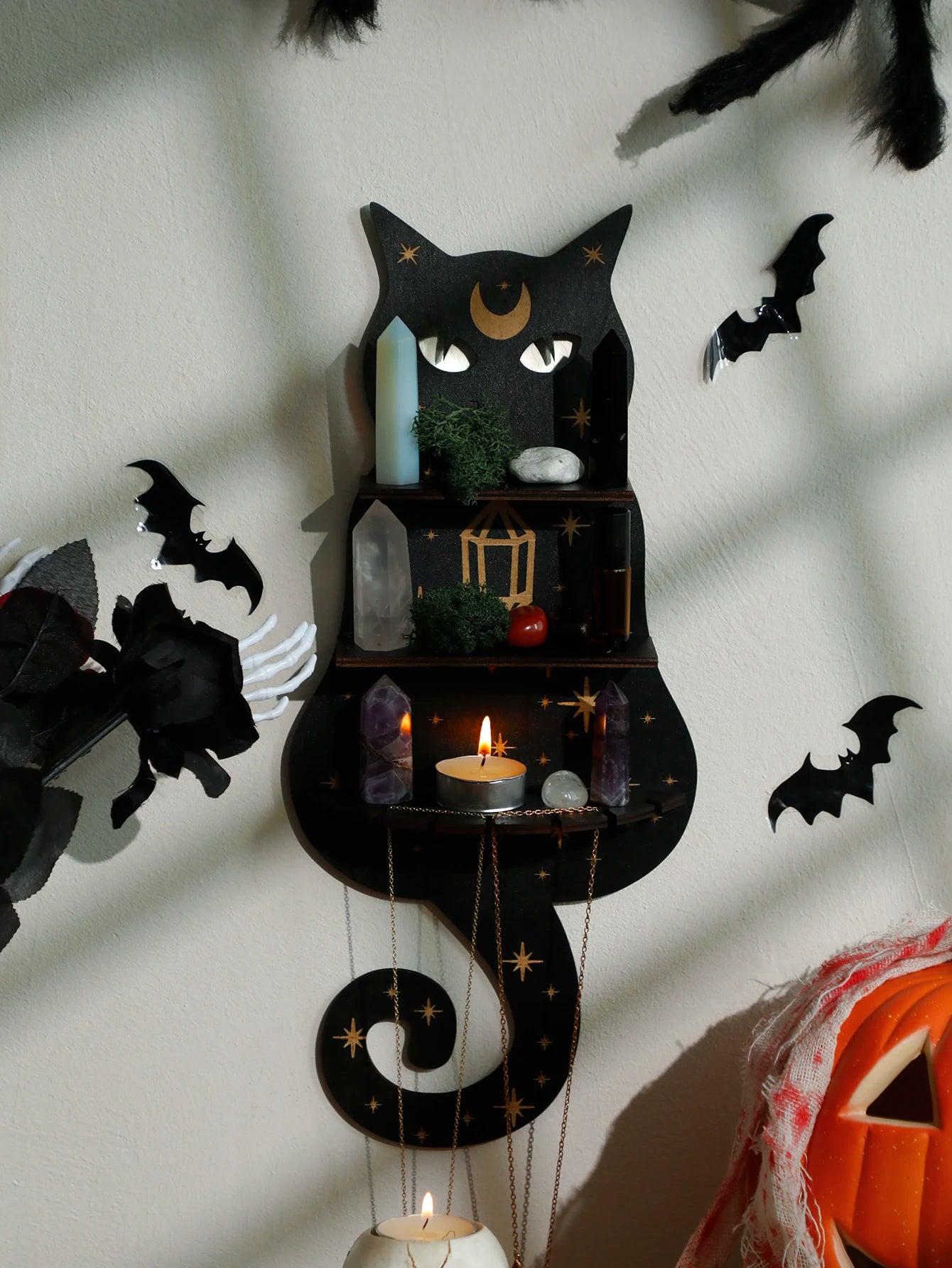 Black Cat Wooden Shelf