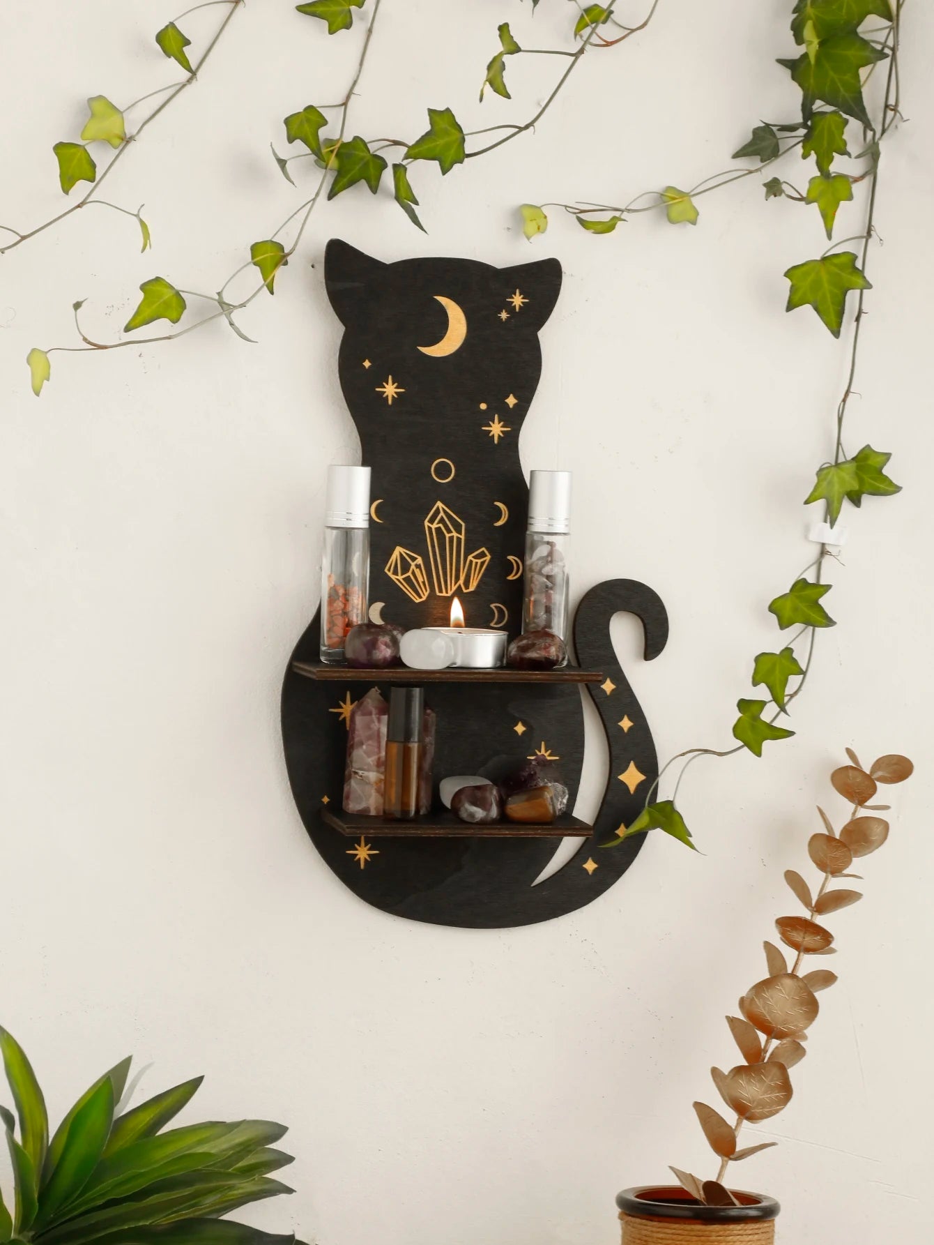 Black Cat Wooden Shelf